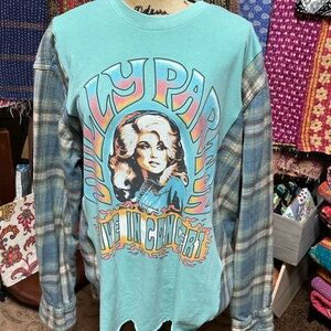 Dolly Parton Graphic Long Sleeve Upcycled Shirt